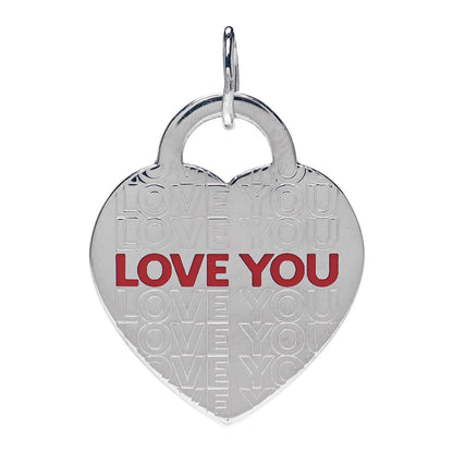 Tiffany Sterling Silver Enamel LOVE YOU Heart Pendant Red 1 of 3
