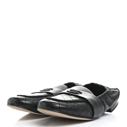 Chanel Laminated Lambskin Womens Quilted Elastic CC Moccasin Loafers 36 Black 3 of 8