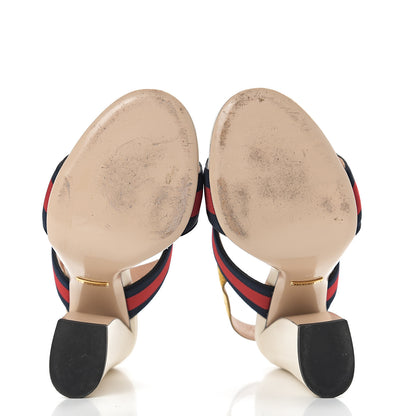 Gucci Grosgrain Web Aline High Heel Sandals 38 Oro 5 of 12