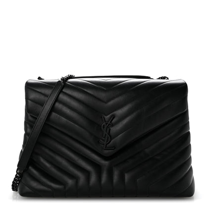 Saint Laurent Calfskin Y Quilted Monogram Monochrome Large Loulou Chain Satchel Black 1 of 14