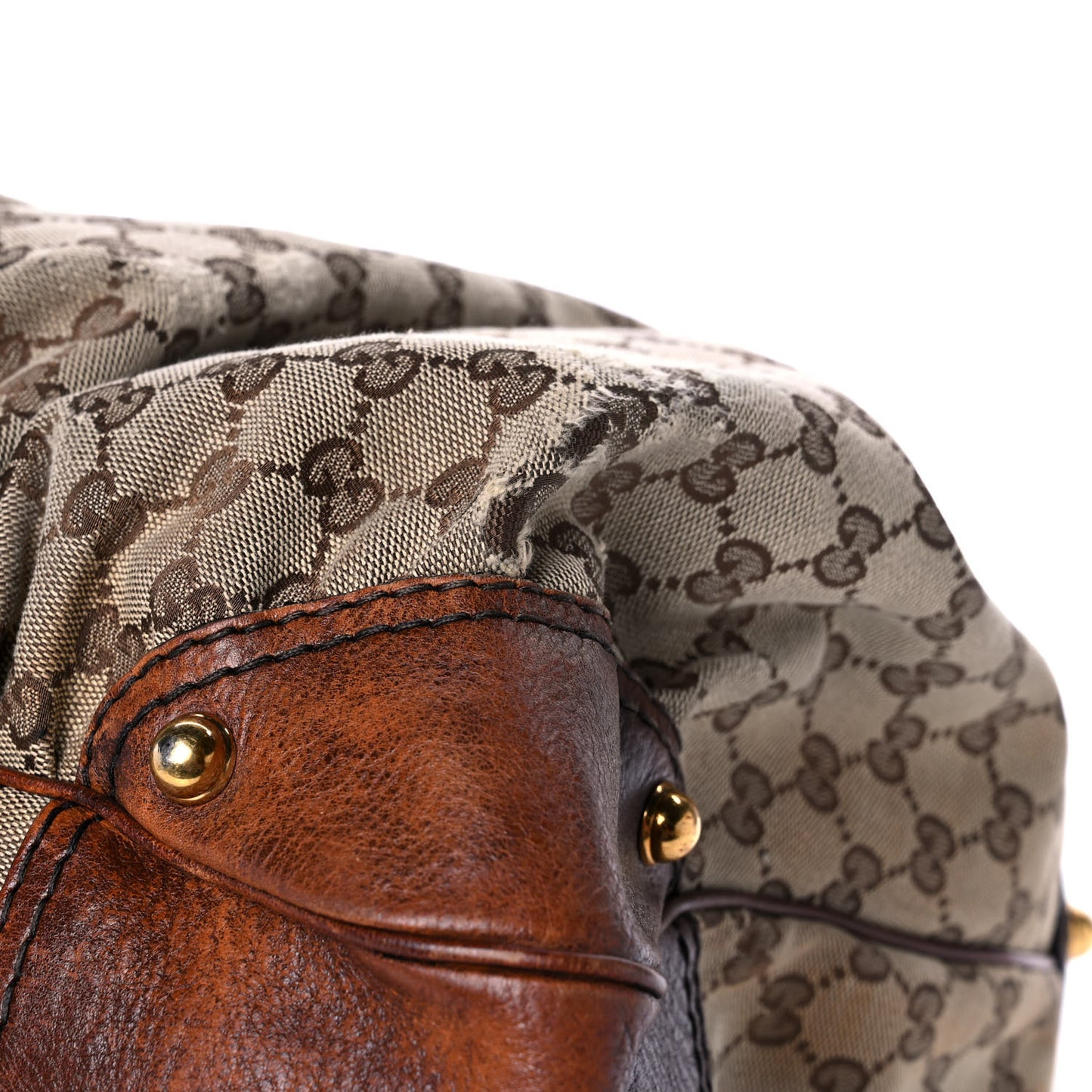 Monogram Studded Tote Dark Brown