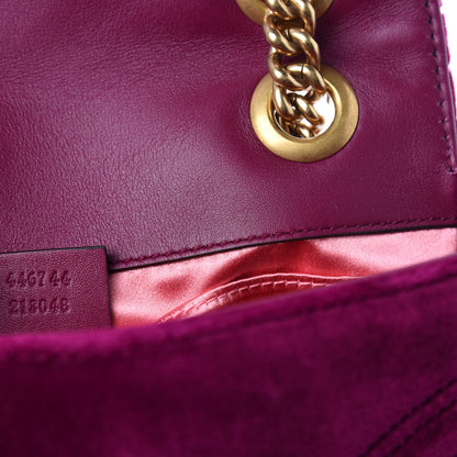 Gucci Velvet Matelasse Mini GG Marmont Shoulder Bag Fuchsia Violet Cyclamen 9 of 10
