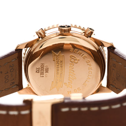 Breitling 18K Rose Gold Calfskin 38mm Navitimer Montbrillant Chronograph Automatic Watch Black H30030.1 4 of 5