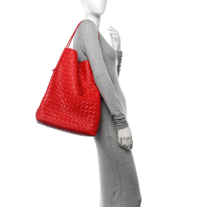 Bottega Veneta Nappa Intrecciato North South Tote Red 2 of 13