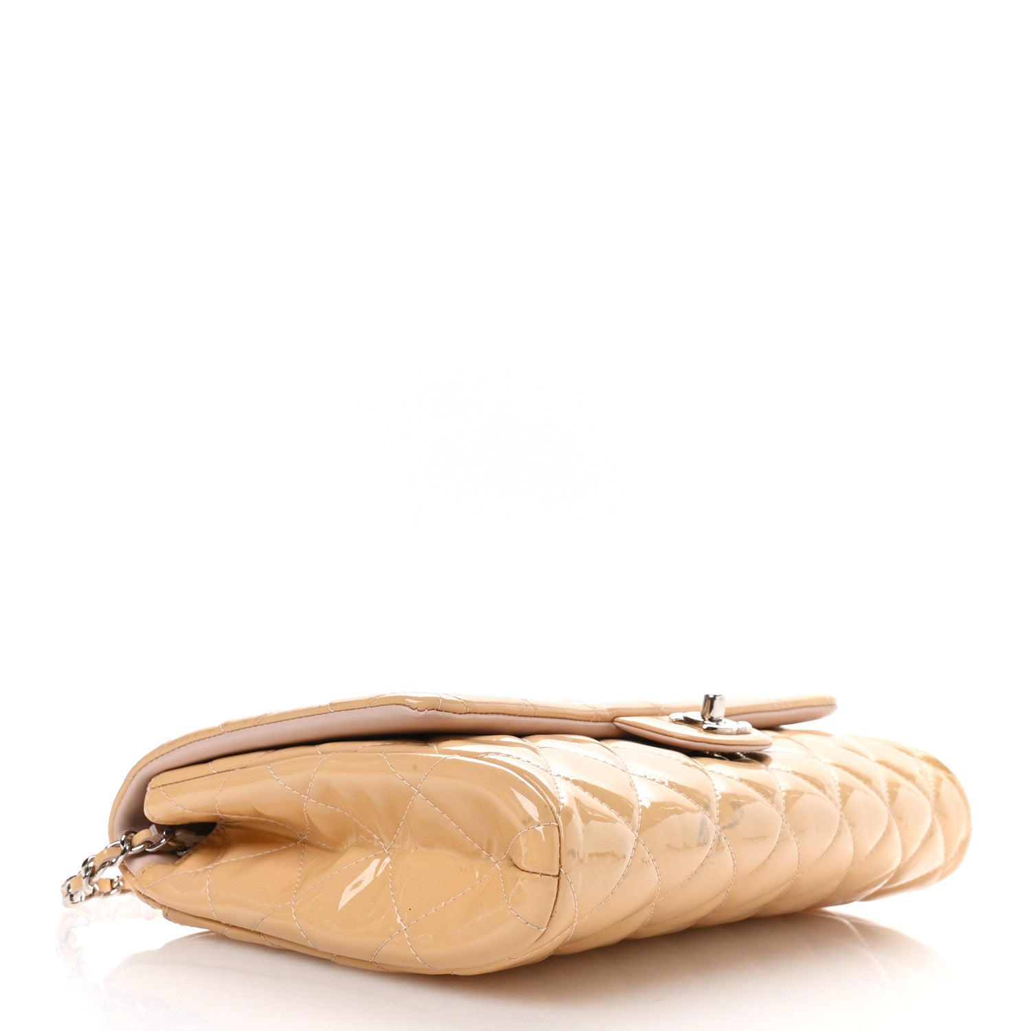 Chanel Patent Quilted Clutch with Chain Flap Beige 4 of 11