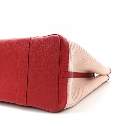Hermes Twill H Negonda Garden Party Tote 36 MM Ecru Rouge Piment 10 of 12