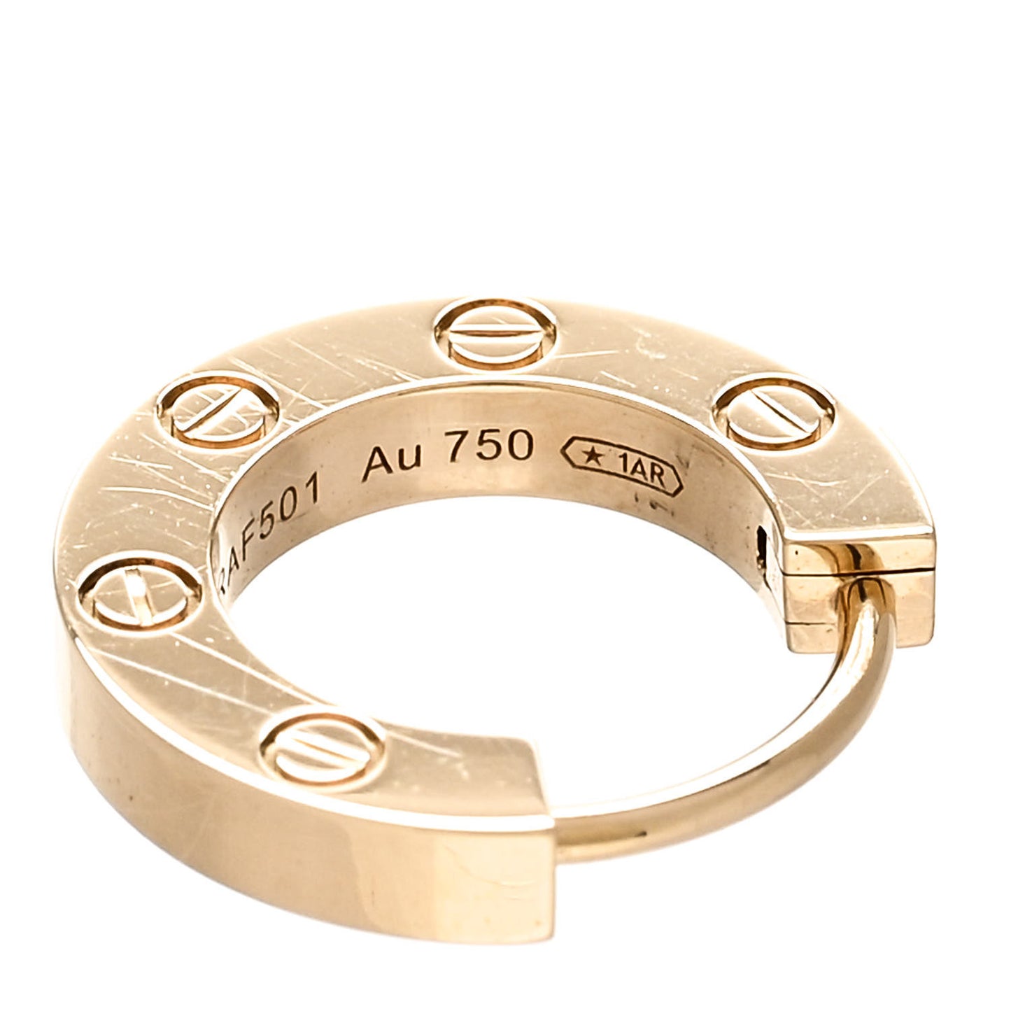 18K Yellow Gold Single LOVE Hoop Earring