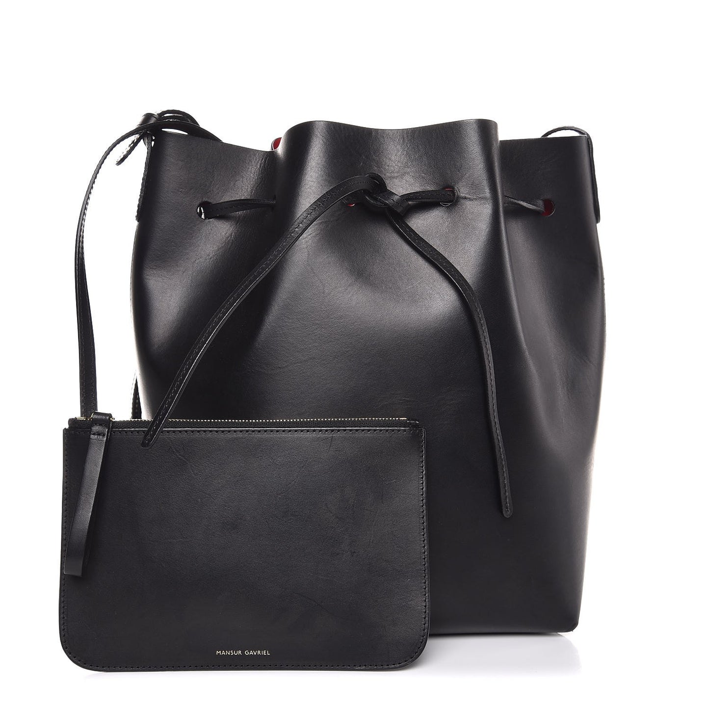 Vegetable Tanned Calfskin Bucket Bag Black Flamma
