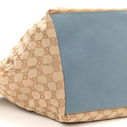 Gucci GG Monogram Medium Web Handle Bucket Tote Blue 9 of 12