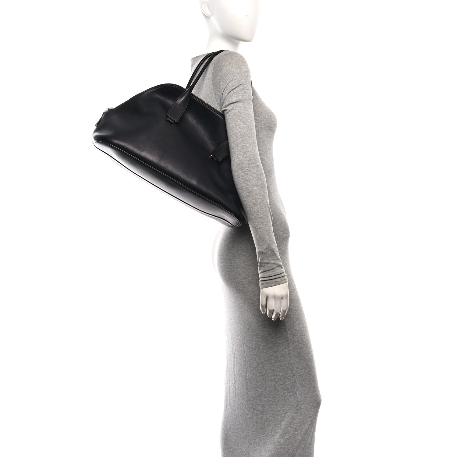 The Row Polished Saddle Calfskin Large Devon Bag Black 2 of 9