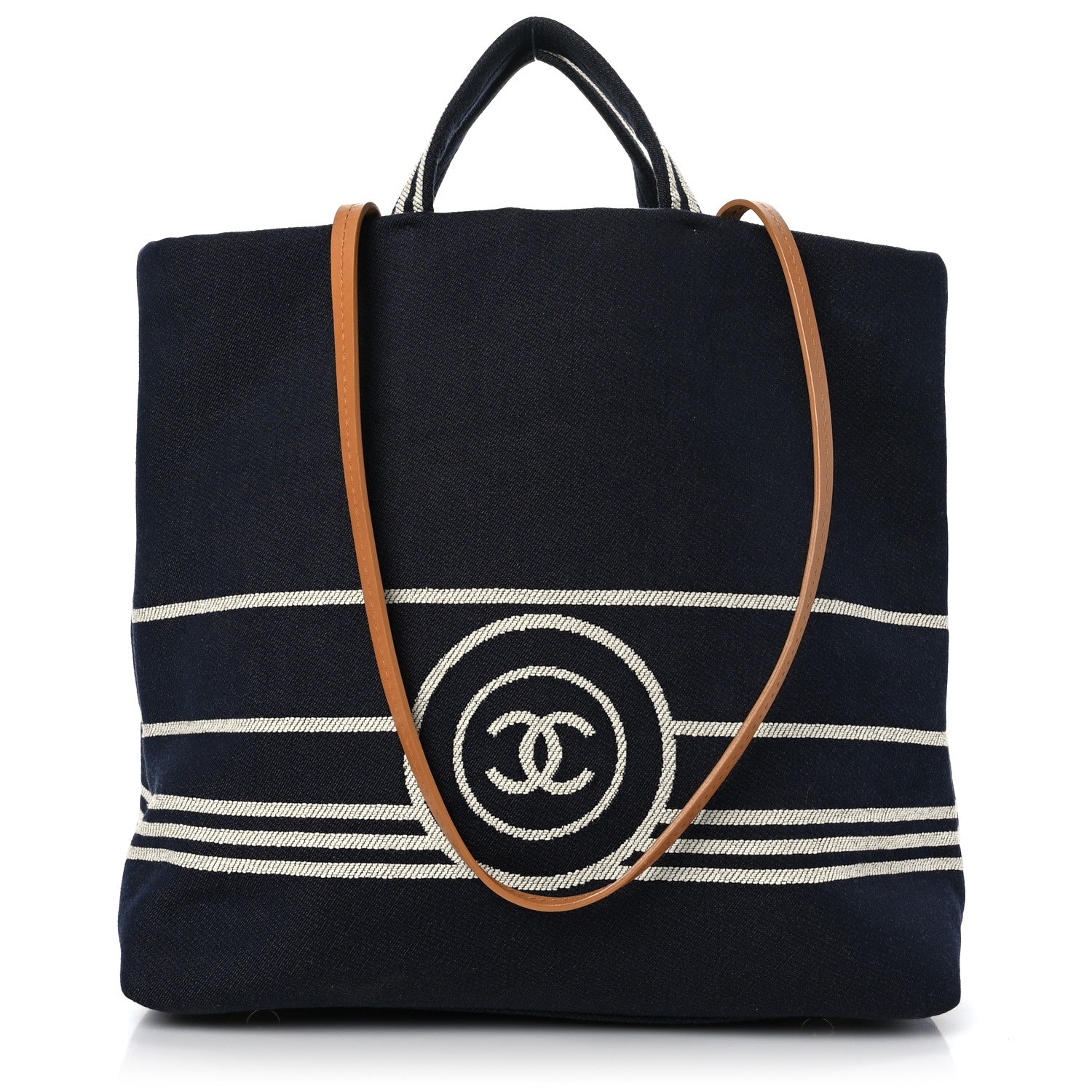 Chanel Denim Tall Shopping Tote Blue 1 of 10