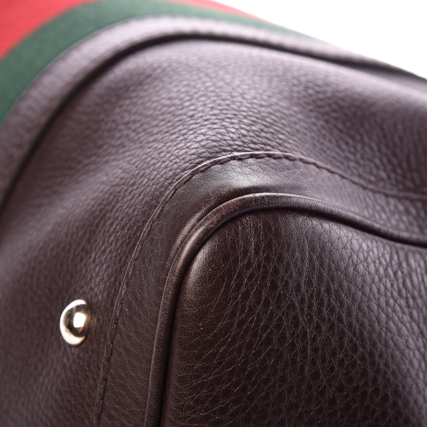 Calfskin Vintage Web Medium Boston Dark Brown