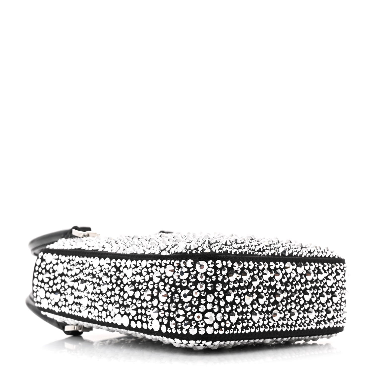 Prada Satin Crystal Metal Triangle Logo Small Double Handle Crossbody Tote Metal 4 of 11