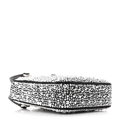 Prada Satin Crystal Metal Triangle Logo Small Double Handle Crossbody Tote Metal 4 of 11