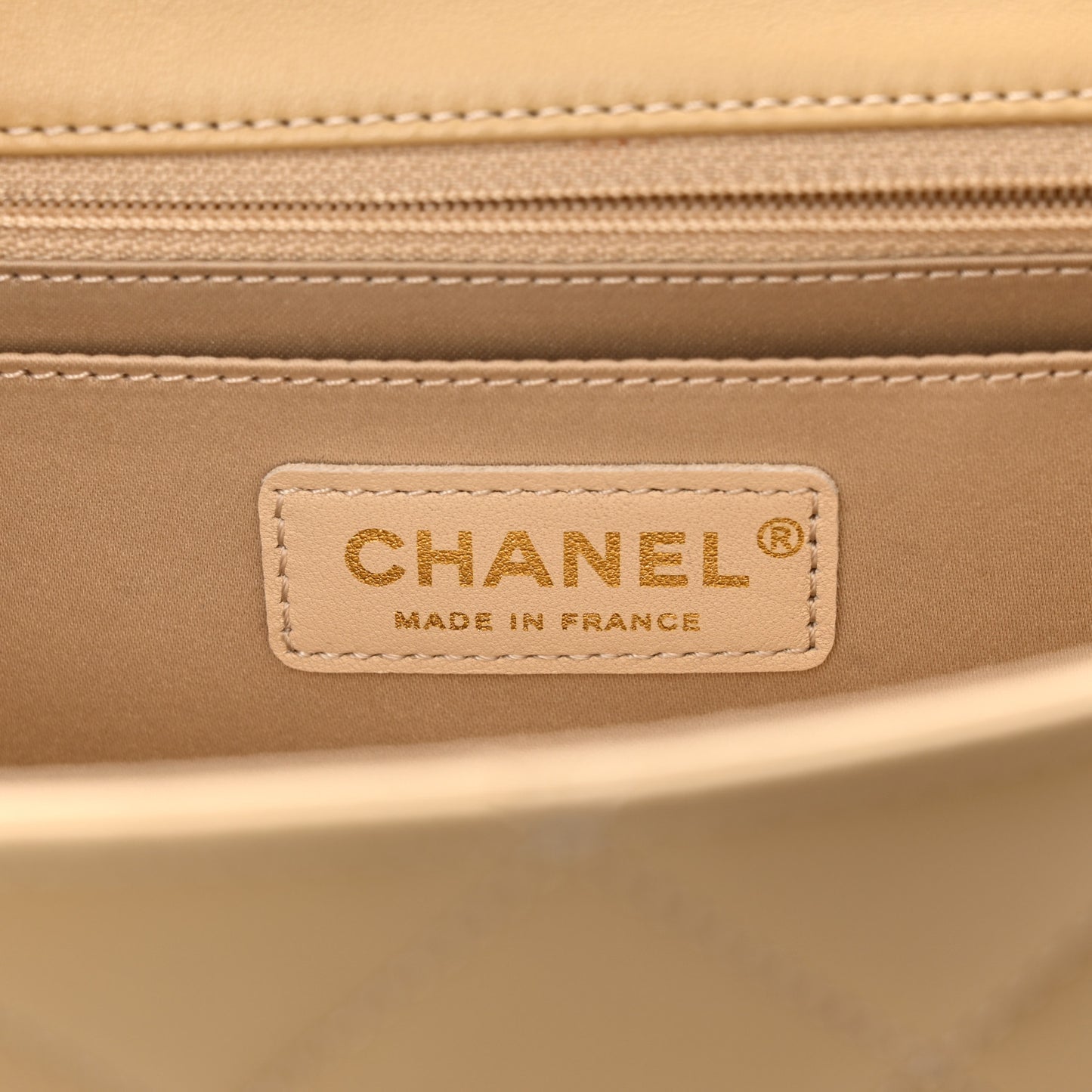 Lambskin Quilted Large Golden Class Flap Beige