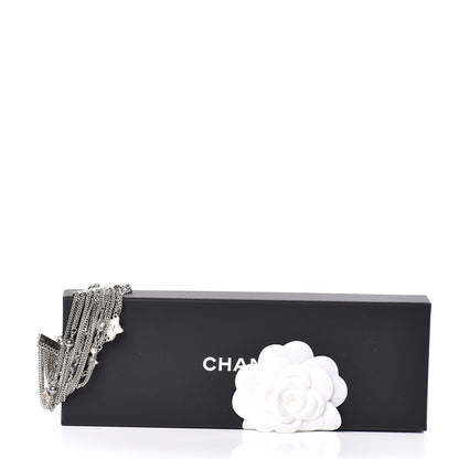 Chanel Metal Resin Pearl Multistrand Chain CC Bracelet Grey 5 of 5