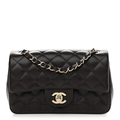 Chanel Lambskin Quilted Mini Rectangular Flap Dark Brown 1 of 9