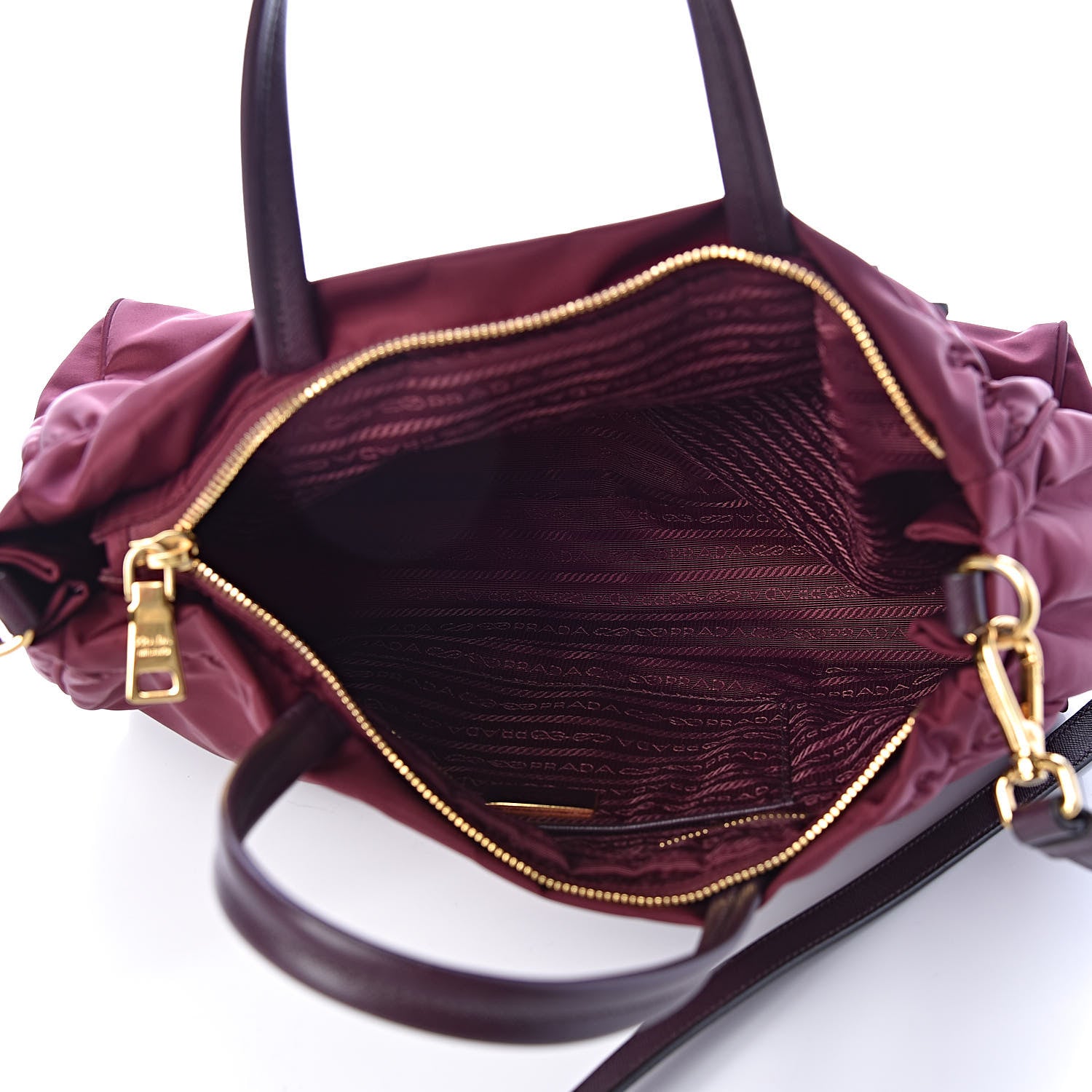Prada Tessuto Nylon Saffiano Tote Granato 3 of 8