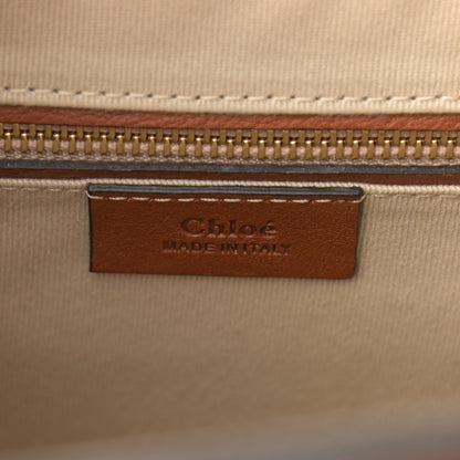 Chloe Calfskin Suede Raffia Medium Pixie Bag Caramel 6 of 10