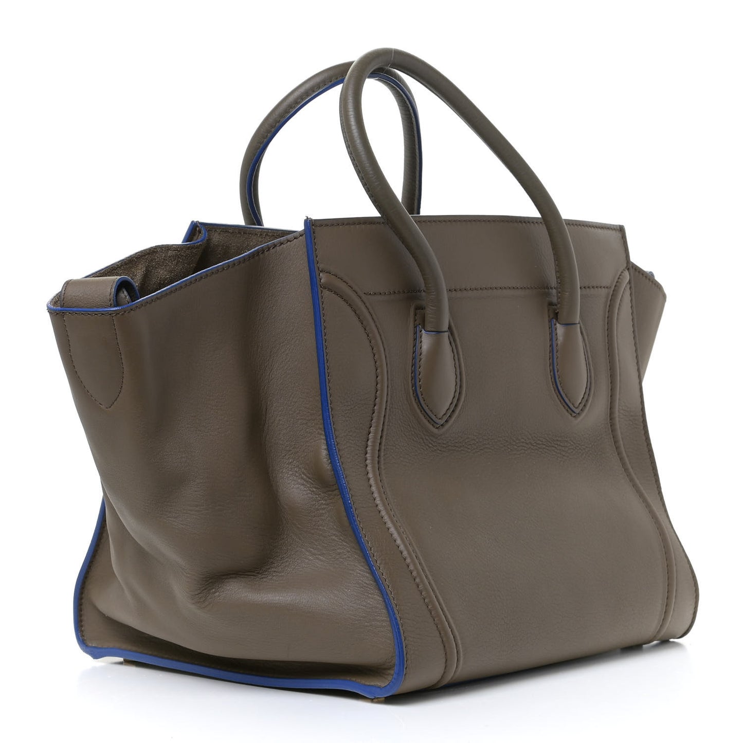 Supple Calfskin Medium Phantom Luggage Khaki Cobalt Trim