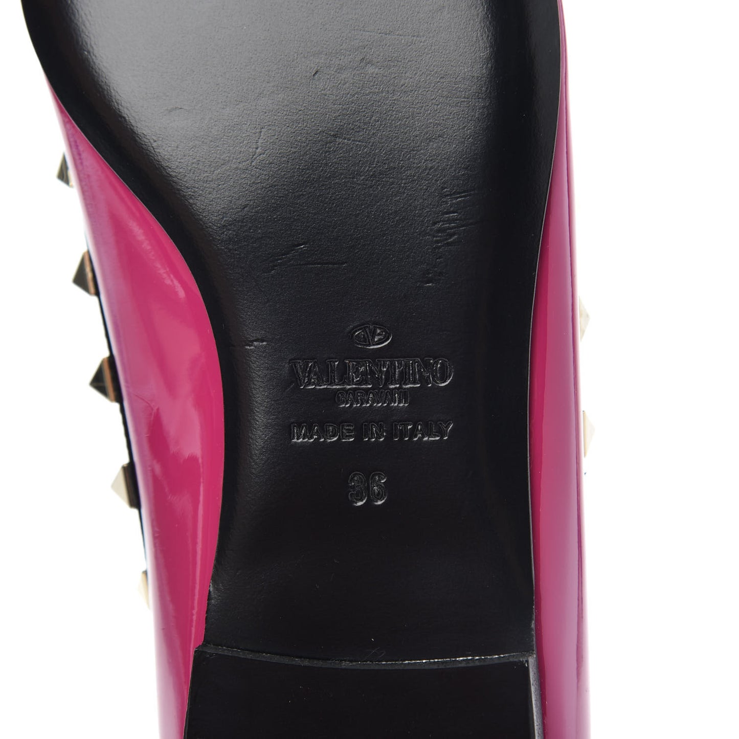 Patent Rockstud Ballerina Flats 36 Fuxia Black