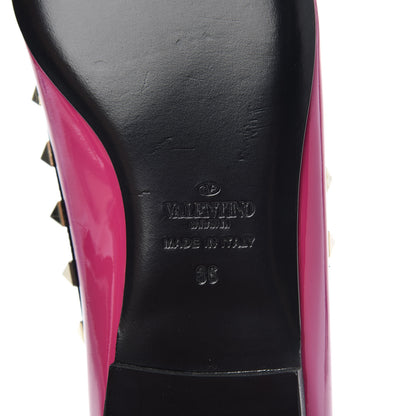 Valentino Garavani Patent Rockstud Ballerina Flats 36 Fuxia Black 7 of 9