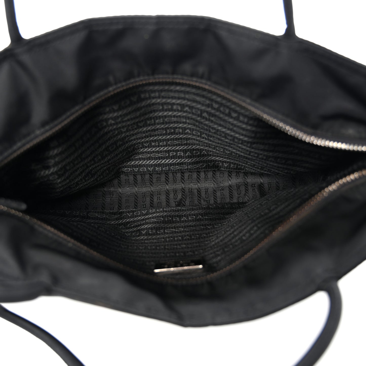 Tessuto Nylon Calfskin Shopping Tote Black