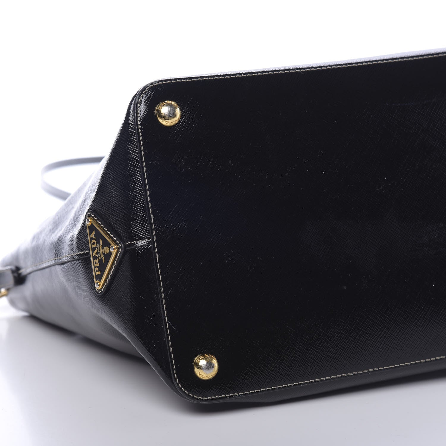 Prada Saffiano Vernice Turn Lock Shopping Tote Black 9 of 11
