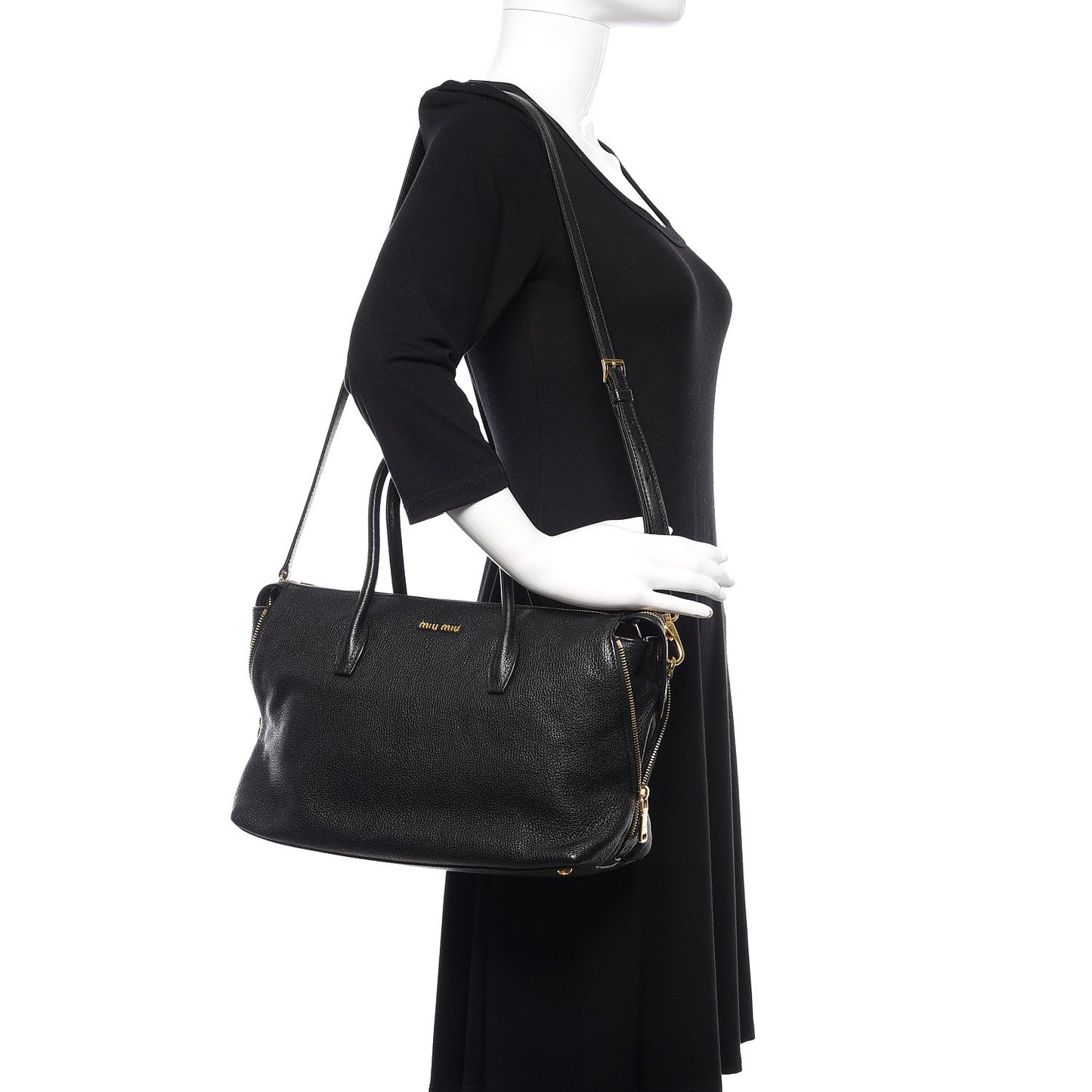 Goatskin Madras Zip Tote Black