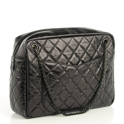 Chanel Metallic Aged Calfskin Quilted Large Reissue Camera Case Black 3 of 7
