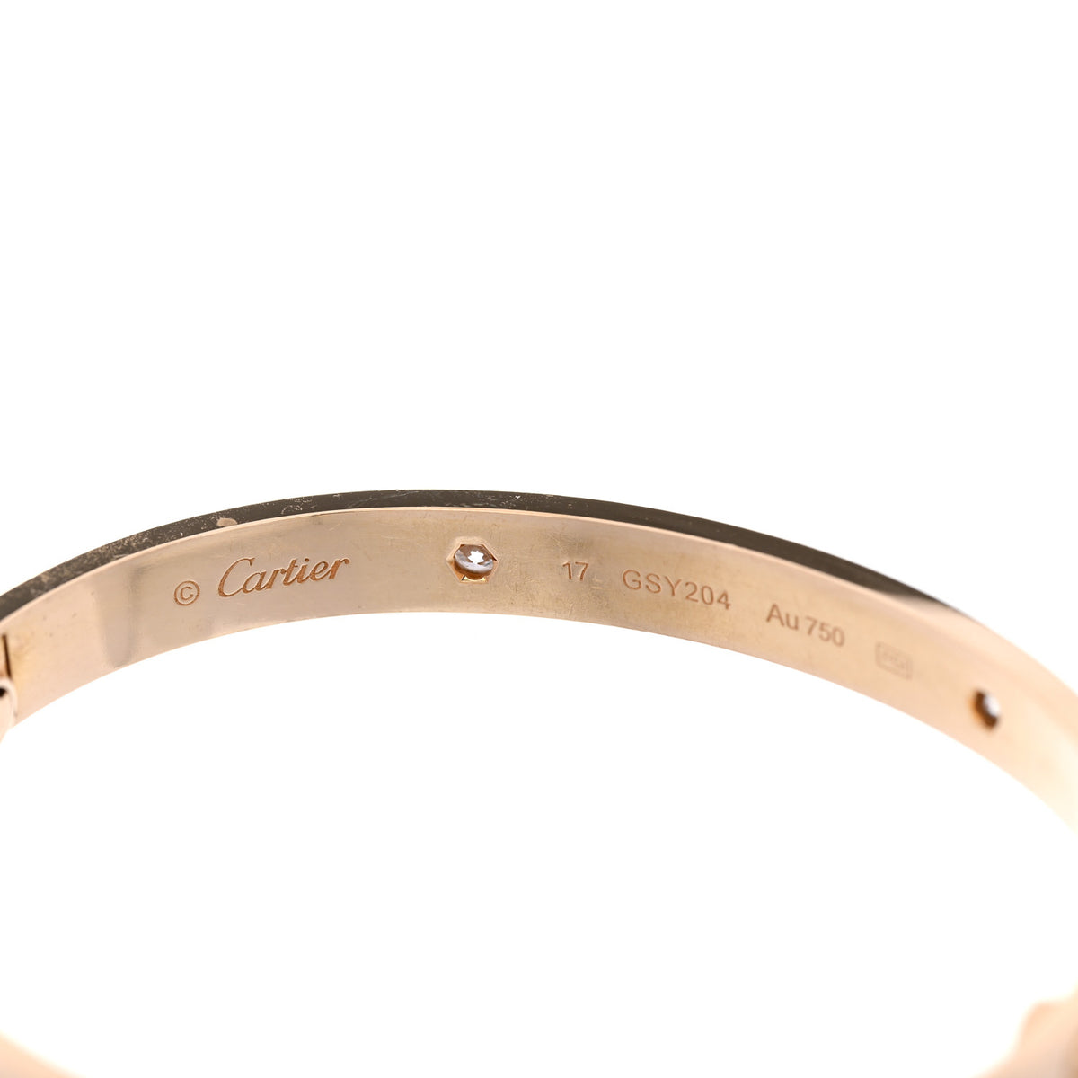 18K Yellow Gold 4 Diamond LOVE Bracelet 17