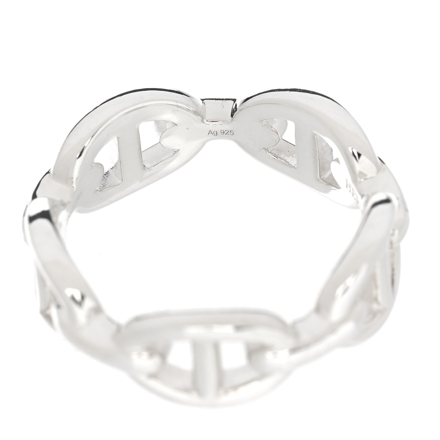 Sterling Silver PM Chaine d'Ancre Enchainee Band Ring 56 7.5