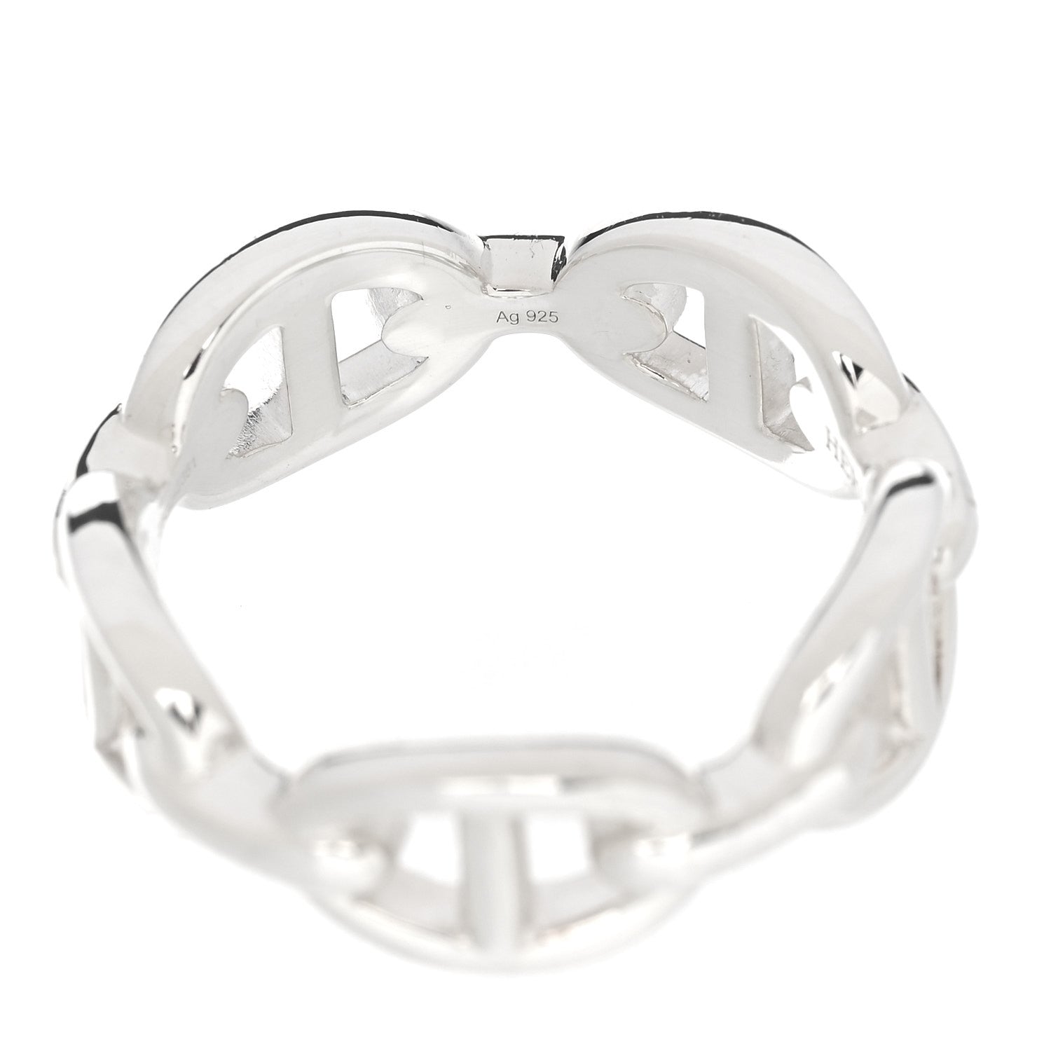 Hermes Sterling Silver PM Chaine d'Ancre Enchainee Band Ring 56 7.5 6 of 7