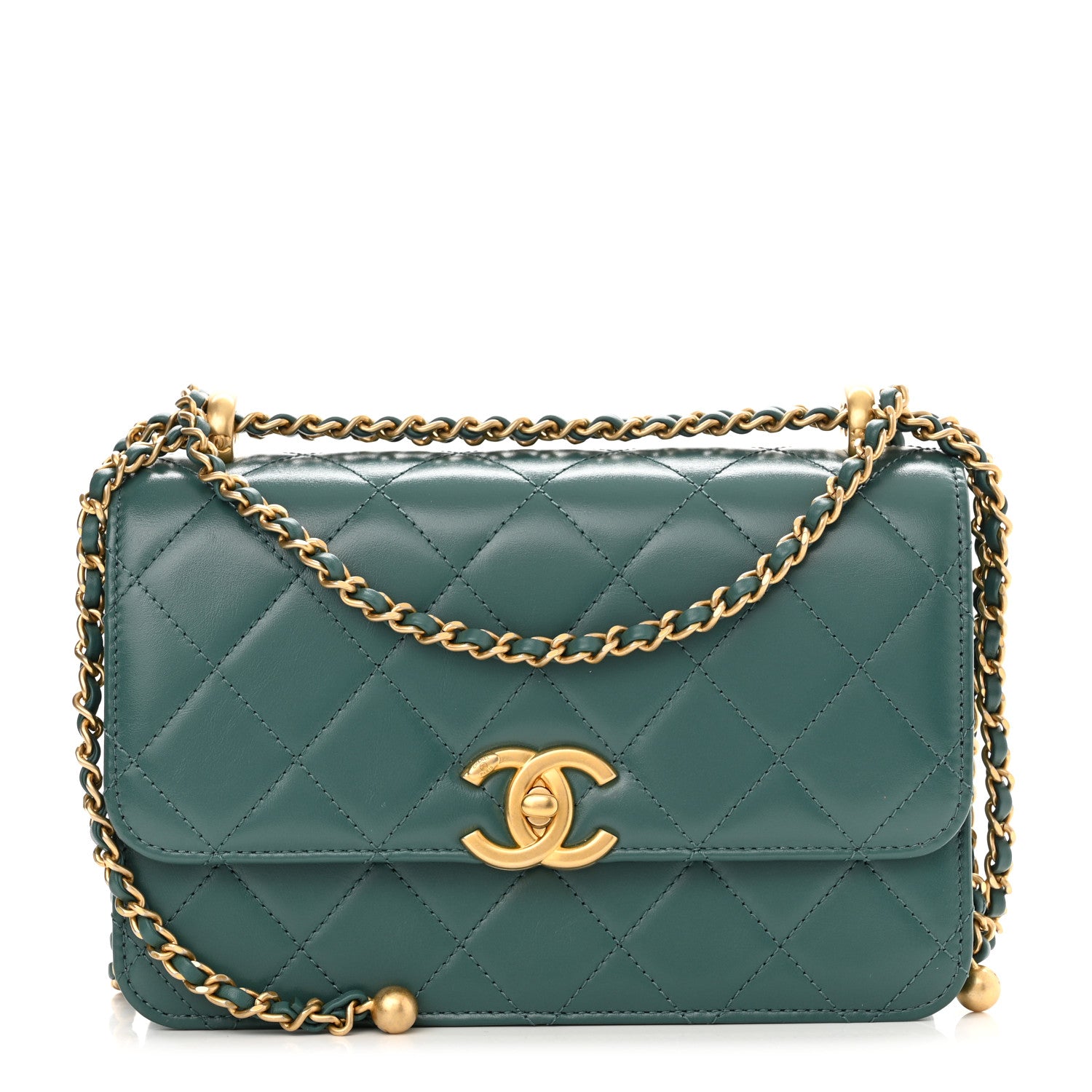 Chanel Calfskin Quilted Perfect Fit Flap Green 1 of 11