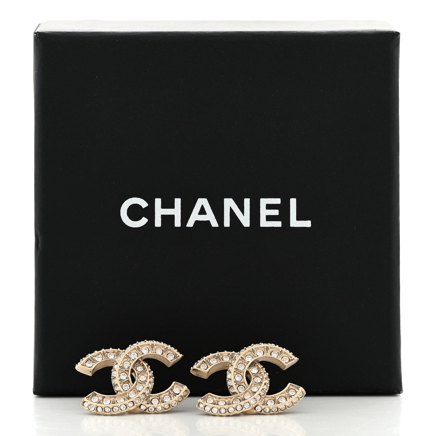 Chanel Crystal Timeless CC Earrings Light Gold 6 of 6