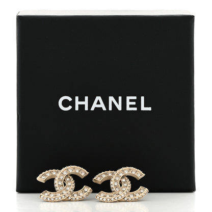 Chanel Crystal Timeless CC Earrings Light Gold 6 of 6