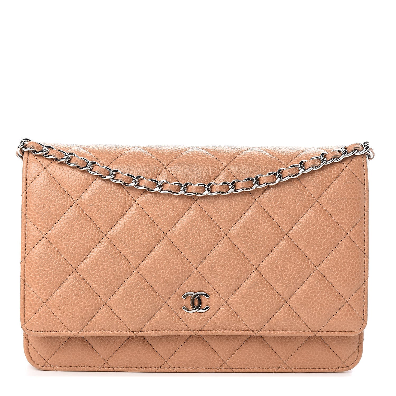 Chanel Caviar Quilted Wallet On Chain WOC Beige 1 of 12