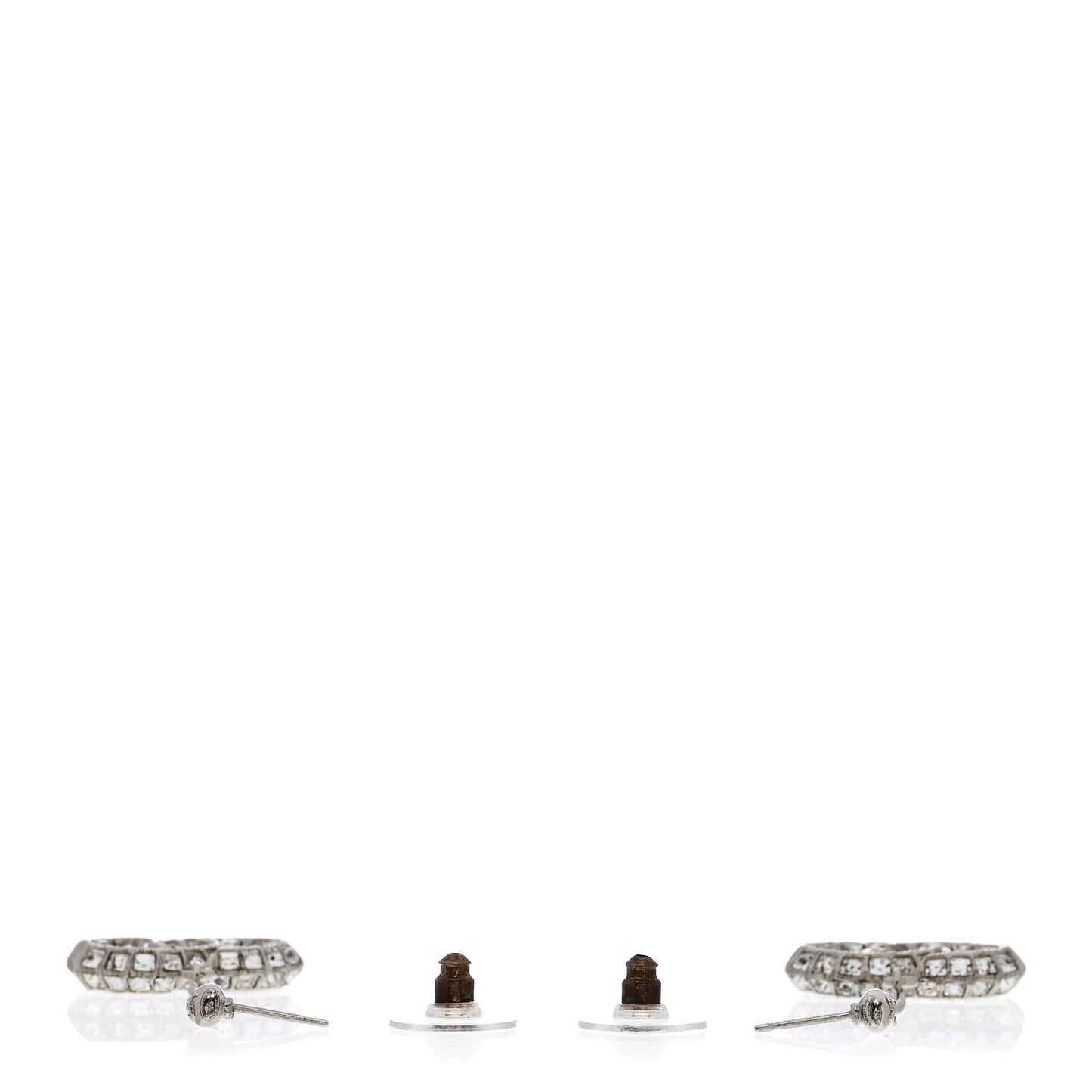 Baguette Crystal CC Drop Earrings Silver