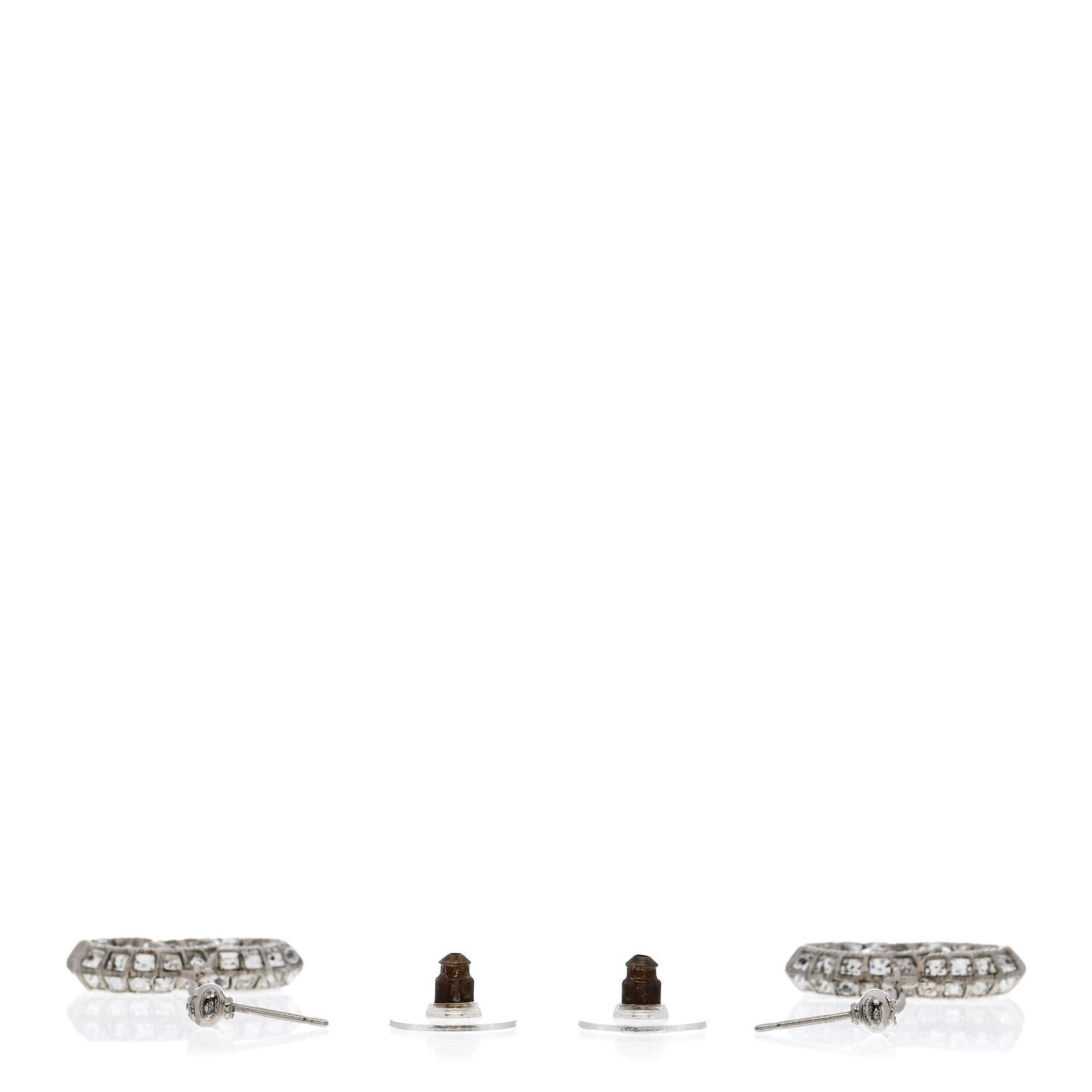 Chanel Baguette Crystal CC Drop Earrings Silver 3 of 5