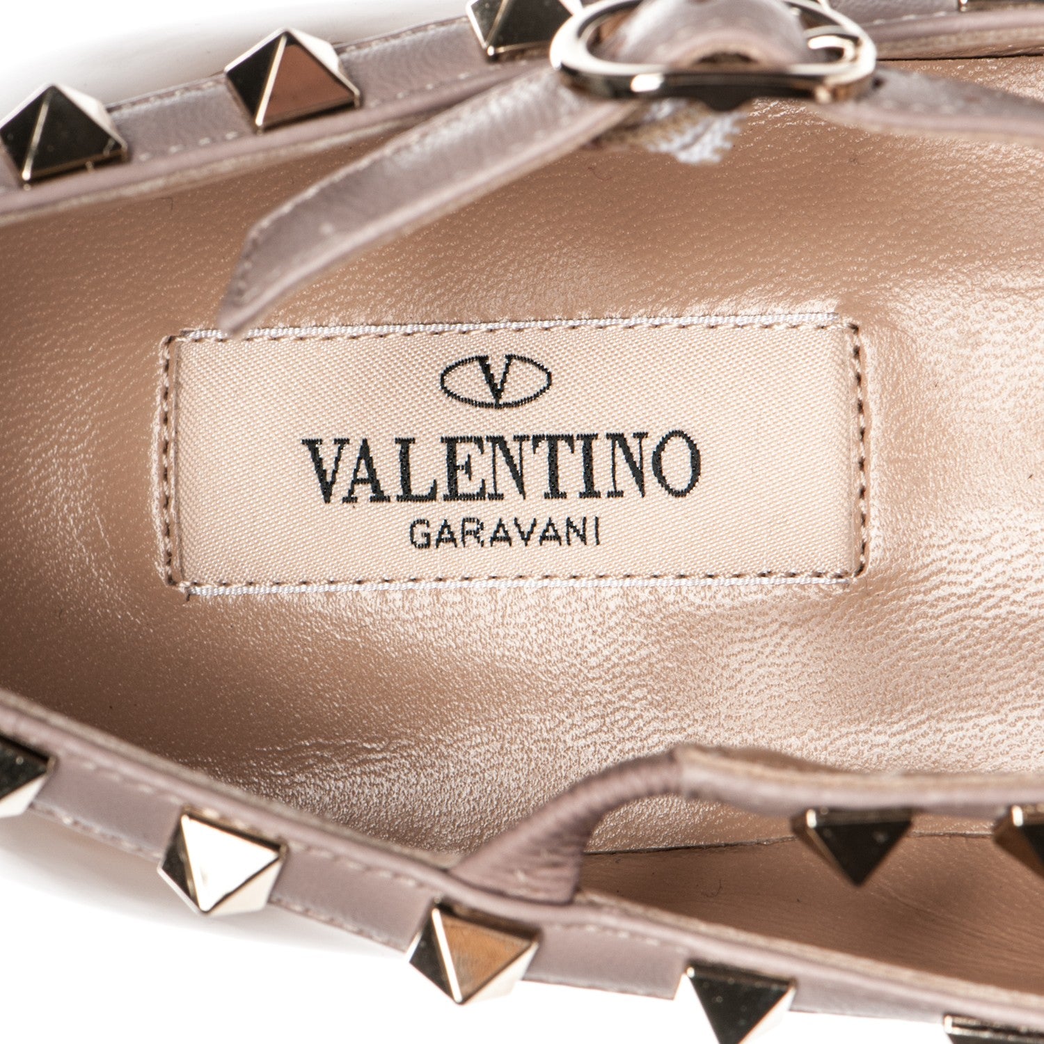 Valentino Garavani Patent Rockstud Cage Ballerina Flats 37 Camel Rose Poudre 7 of 7