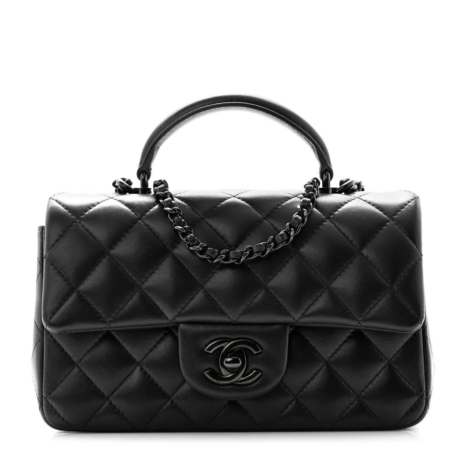 Chanel Lambskin Quilted Mini Top Handle Rectangular Flap So Black 1 of 11