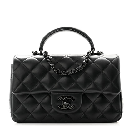 Chanel Lambskin Quilted Mini Top Handle Rectangular Flap So Black 1 of 11