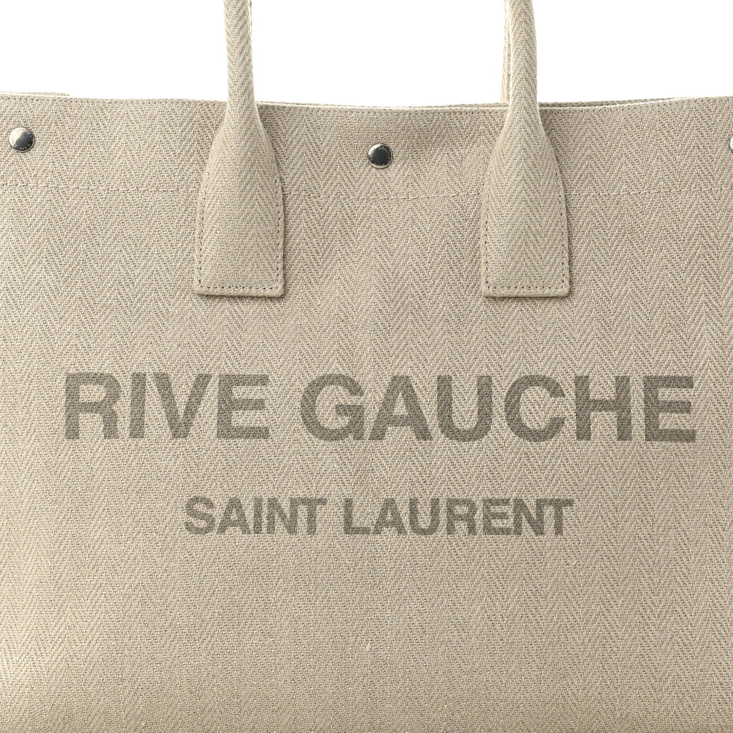 Linen Calfskin Rive Gauche Tote Beige Sea Salt