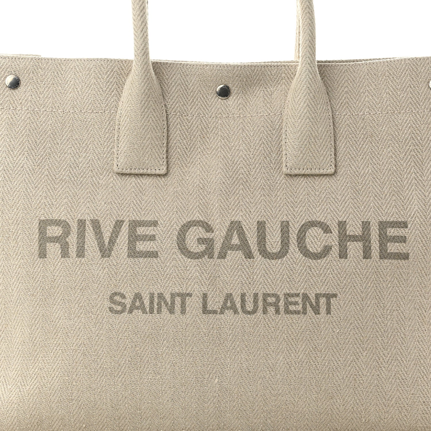 Saint Laurent Linen Calfskin Rive Gauche Tote Beige Sea Salt 8 of 10