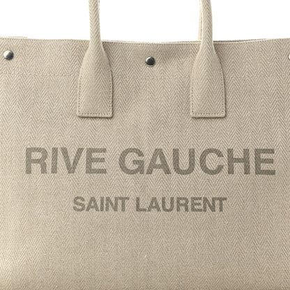 Saint Laurent Linen Calfskin Rive Gauche Tote Beige Sea Salt 8 of 10