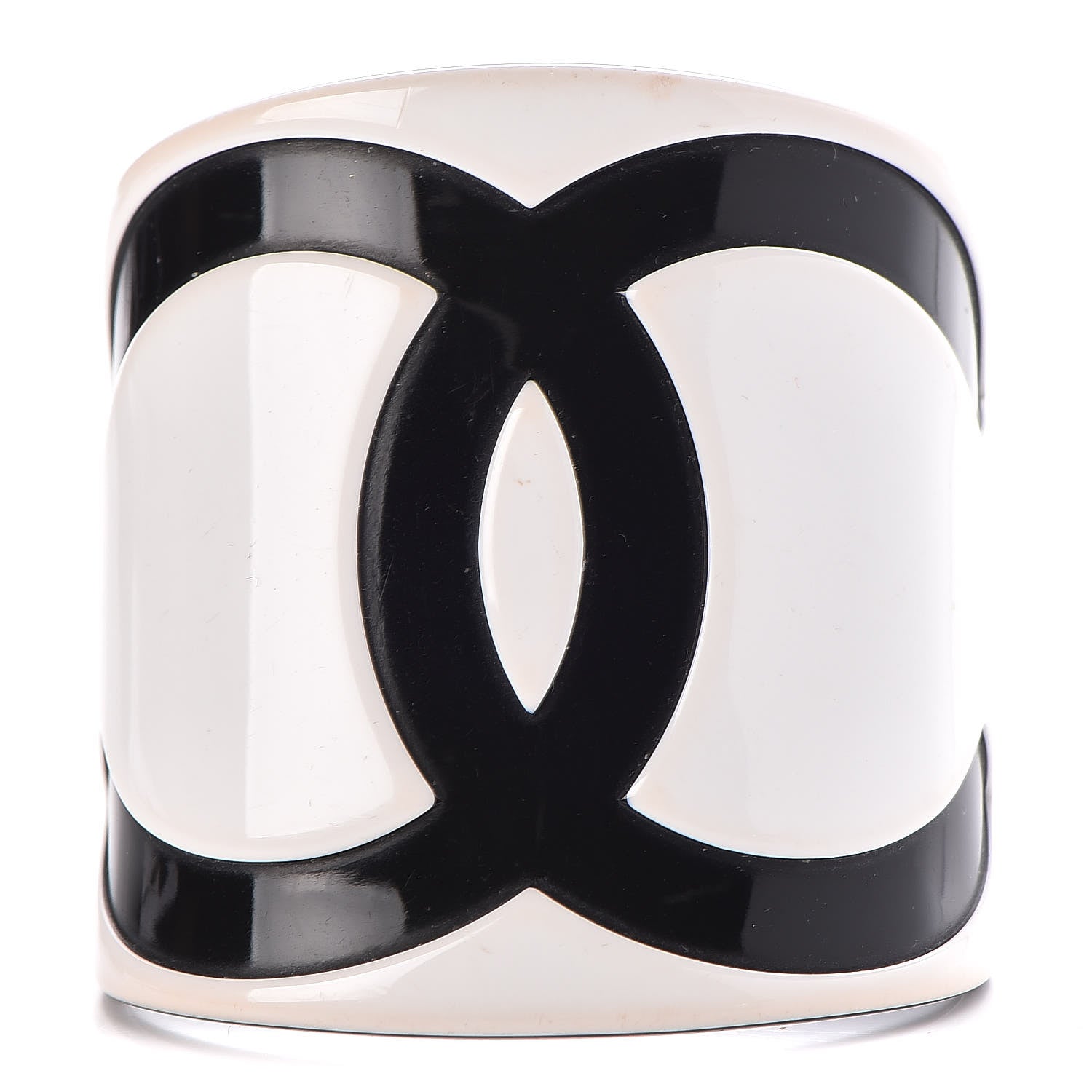 Chanel Resin CC Cuff White Black 1 of 5