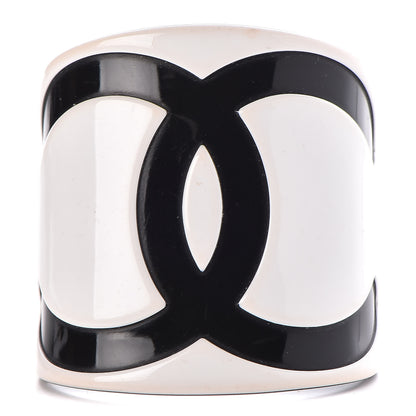 Chanel Resin CC Cuff White Black 1 of 5
