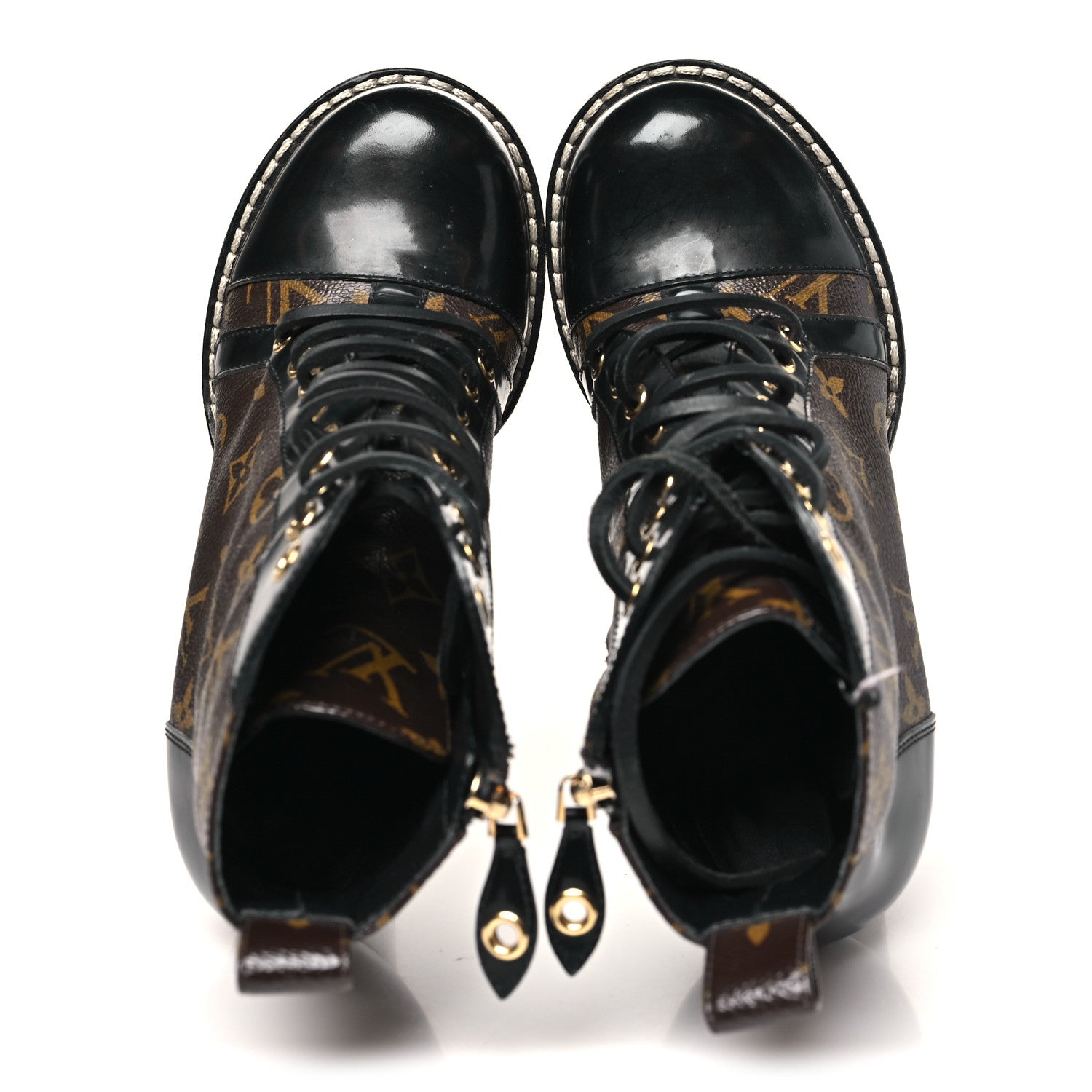 Louis Vuitton Patent Calfskin Monogram Star Trail Ankle Boots 38.5 Black 2 of 9