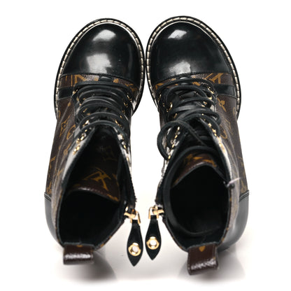 Louis Vuitton Patent Calfskin Monogram Star Trail Ankle Boots 38.5 Black 2 of 9