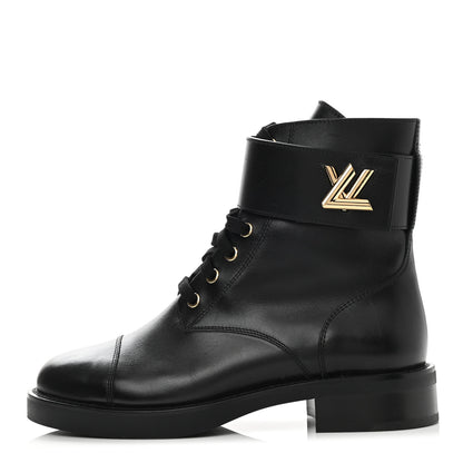 Louis Vuitton Calfskin Wonderland Ranger Boots 37.5 Black 1 of 8